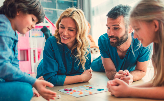 family playing game